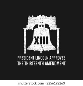 President Lincoln Approves The Thirteenth Amendment. XIII. Vector Illustration.