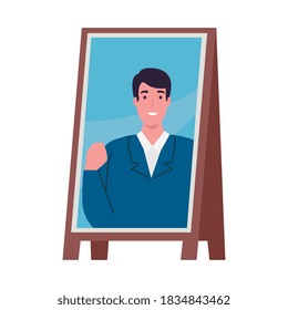 President man in banner board design, vote election government and campaign theme Vector illustration
