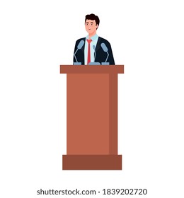 president man on podium design, vote election government and campaign theme Vector illustration