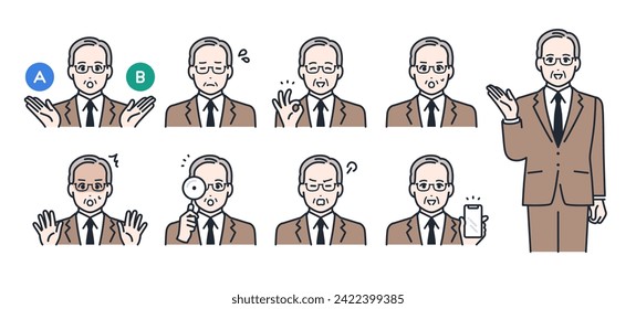 President simple vector icon illustration set material