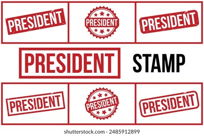 President Stamp. Red President Rubber grunge Stamp set