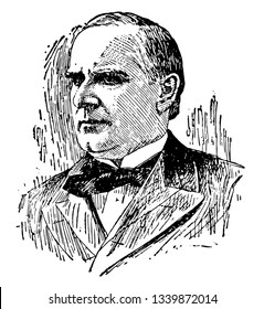 President William McKinley 1843 to 1901 he was the 25th president of the United States from 1897 to 1901 vintage line drawing or engraving illustration