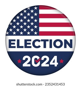 Presidental election 2024 Vote campaign button with the USA flag - vector Illustration