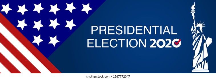 Presidental election banner with USA symbols. Presidental election 2020. Election banner Vote 2020 with Patriotic Stars.