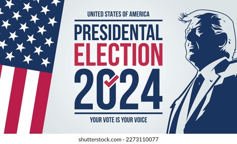 Presidental election day. Vote 2024 in USA, banner design. Election voting poster. Political election campaign