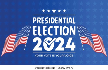 Dia da eleição presidencial. Vote em 2024 nos EUA, design de banner.Campanha eleitoral política.Elemento patriótico americano. Cartaz, cartão, faixa e fundo. Ilustração vetorial. 
