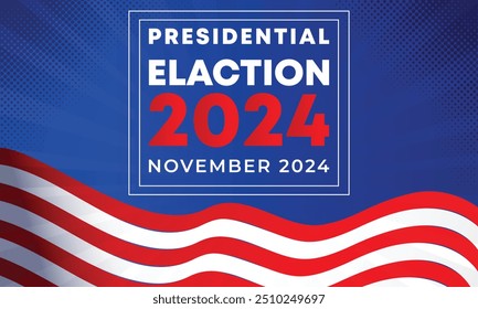 Dia da eleição presidencial. Vote em 2024 nos EUA, design de banner.Campanha eleitoral política.Elemento patriótico americano. Cartaz, cartão, faixa e fundo. Ilustração vetorial. 
