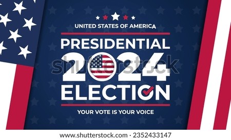 Presidental election day. Vote 2024 in USA, banner design. Election voting poster. Political election campaign