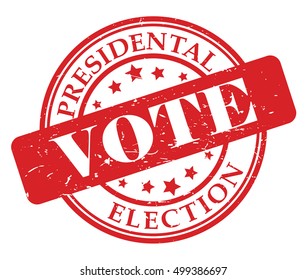 Presidental election vote red stamp vector illustration on white background