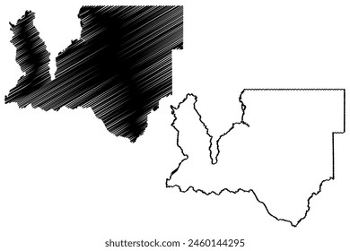 Presidente Médici municipio (Estado de Rondonia o Rondonia, RO, Municipios de Brasil, República Federativa de Brasil) mapa Ilustración vectorial, dibujo a mano alzada Presidente Médici mapa