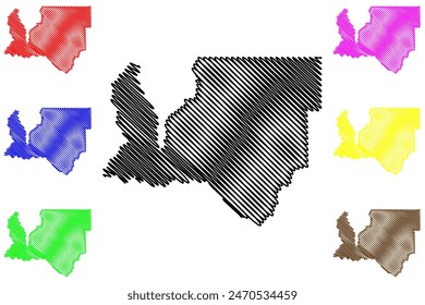 Presidente Medici municipality (State of Rondônia or Rondonia, RO, Municipalities of Brazil, Federative Republic of Brazil) map vector illustration, scribble sketch Presidente Médici map