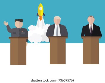 Presidential candidate speaks to people from tribune. Flat tribune Icon web. President debates. Vector illustration