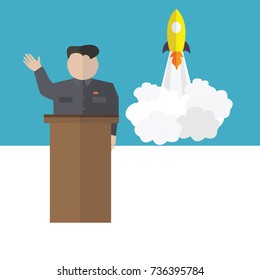 Presidential candidate speaks to people from tribune. Flat tribune Icon web. President debates. Vector illustration