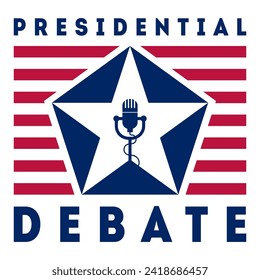 The presidential debate on the eve of the US presidential election. A stylized microphone inside a star.