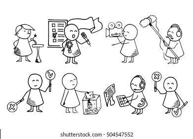 Presidential Election 2016. Vector doodle illustration. Political background