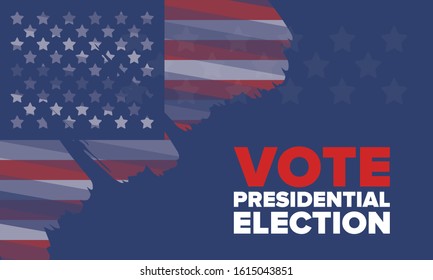 Presidential Election 2020 in United States. Vote day, November 3. US Election. Patriotic american element. Poster, card, banner and background. Vector illustration