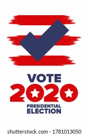 Presidential Election 2020 in United States. Vote day, November 3. US Election. Patriotic american element. Poster, card, banner and background. Vector illustration