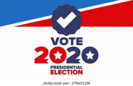 Presidential Election 2020 In United States. Vote Day, November 3. US Election. Patriotic American Element. Poster, Card, Banner And Background. Vector Illustration