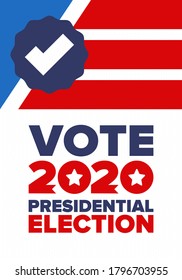 Presidential Election 2020 in United States. Vote day, November 3. US Election. Patriotic american element. Poster, card, banner and background. Vector illustration