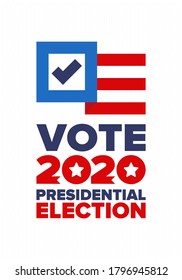 Presidential Election 2020 in United States. Vote day, November 3. US Election. Patriotic american element. Poster, card, banner and background. Vector illustration