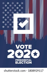 Presidential Election 2020 in United States. Vote day, November 3. US Election. Patriotic american element. Poster, card, banner and background. Vector illustration