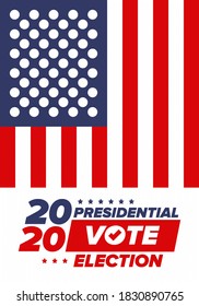 Presidential Election 2020 in United States. Vote day, November 3. US Election. Patriotic american element. Poster, card, banner and background. Vector illustration