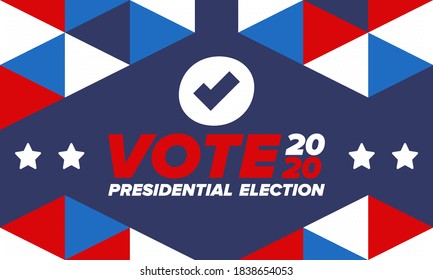 Presidential Election 2020 in United States. Vote day, November 3. US Election. Patriotic american element. Poster, card, banner and background. Vector illustration