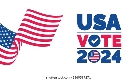 Presidential election 2024 background design template with USA flag. Vote in USA flag banner design. Election voting poster. president voting 2024. Political election 2024 campaign background.