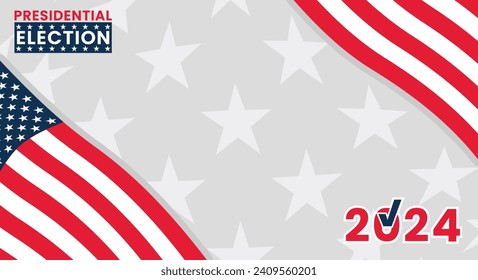 Presidential election 2024 background design template with USA flag. Vector background for US presidential election Event  Banner, poster, card.