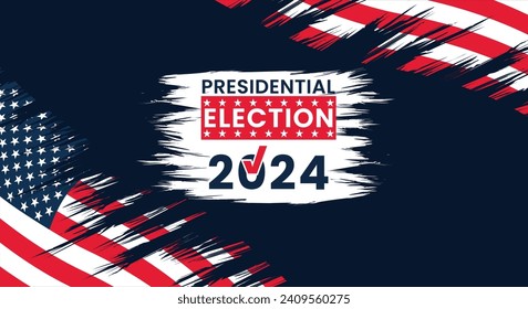 Presidential election 2024 background design template with USA flag and typography. Vector background for US presidential election Event poster design, Banner, card.
Political election 2024 campaign b