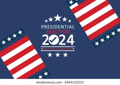 Presidential election 2024 background design template with USA flag. Vote in USA flag banner design. Election voting poster. president voting 2024. Political election campaign background. 5 nov 2024