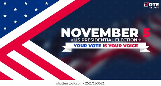 Presidential election 2024. November 5th Election Day. Vote slogan for USA President election day