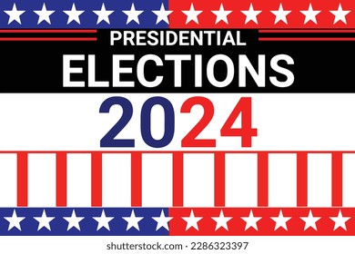Presidential Election 2024 Replaceable text banner design with American flag colors and stripes. Card, poster banner and background. US election vector illustration background