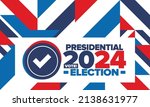 Presidential Election 2024 in United States. Vote day, November 5. US Election campaign. Make your choice!Patriotic american vector illustration. Poster, card, banner and background