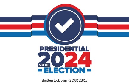 Elecciones presidenciales 2024 en Estados Unidos. Día de votación, 5 de noviembre. Campaña electoral de EEUU. Haz tu elección!Ilustración portadora patriotica americana. Cartel, tarjeta, cartel y fondo