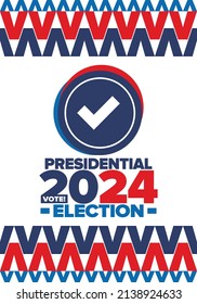 Presidential Election 2024 in United States. Vote day, November 5. US Election campaign. Make your choice!Patriotic american vector illustration. Poster, card, banner and background