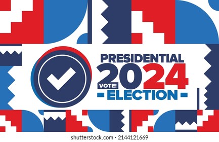 Presidential Election 2024 in United States. Vote day, November 5. US Election campaign. Make your choice!Patriotic american vector illustration. Poster, card, banner and background