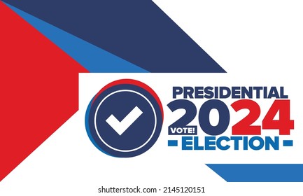 Presidential Election 2024 in United States. Vote day, November 5. US Election campaign. Make your choice!Patriotic american vector illustration. Poster, card, banner and background
