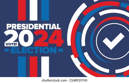 Presidential Election 2024 in United States. Vote day, November 5. US Election campaign. Make your choice!Patriotic american vector illustration. Poster, card, banner and background