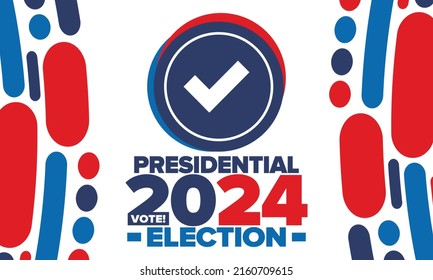 Presidential Election 2024 in United States. Vote day, November 5. US Election campaign. Make your choice!Patriotic american vector illustration. Poster, card, banner and background
