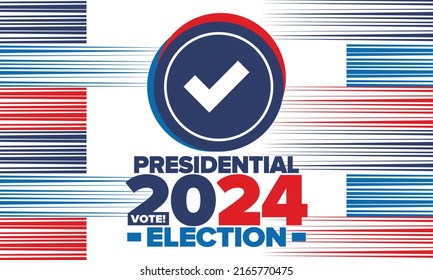 Presidential Election 2024 in United States. Vote day, November 5. US Election campaign. Make your choice!Patriotic american vector illustration. Poster, card, banner and background