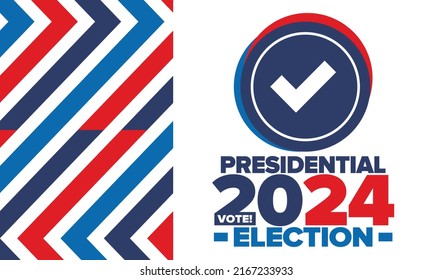 Presidential Election 2024 in United States. Vote day, November 5. US Election campaign. Make yo ur choice!Patriotic american vector illustration. Poster, card, banner and background