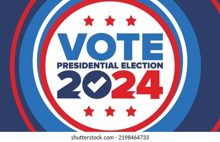 Presidential Election 2024 in United States. Vote day, November 5. US Election. Patriotic american element. Poster, card, banner and background. Vector illustration