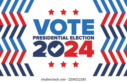 Presidential Election 2024 in United States. Vote day, November 5. US Election. Patriotic american element. Poster, card, banner and background. Vector illustration