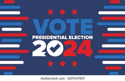 Presidential Election 2024 in United States. Vote day, November 5. US Election. Patriotic american element. Poster, card, banner and background. Vector illustration