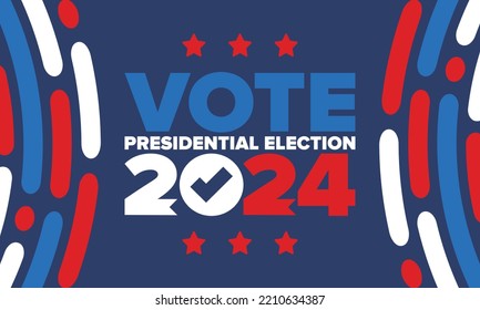 Elecciones presidenciales 2024 en Estados Unidos. Día de votación, 5 de noviembre. Elecciones de EEUU. Elemento patriótico americano. Cartel, tarjeta, cartel y fondo. Ilustración del vector