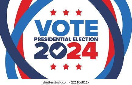 Presidential Election 2024 in United States. Vote day, November 5. US Election. Patriotic american element. Poster, card, banner and background. Vector illustration
