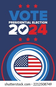 Presidential Election 2024 in United States. Vote day, November 5. US Election. Patriotic american element. Poster, card, banner and background. Vector illustration