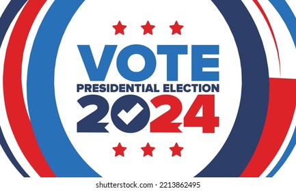 Presidential Election 2024 in United States. Vote day, November 5. US Election. Patriotic american element. Poster, card, banner and background. Vector illustration