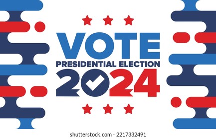 Presidential Election 2024 in United States. Vote day, November 5. US Election. Patriotic american element. Poster, card, banner and background. Vector illustration
